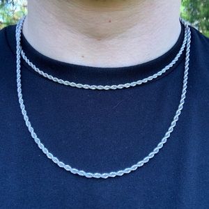 3mm Silver Rope Chain 16”-24”